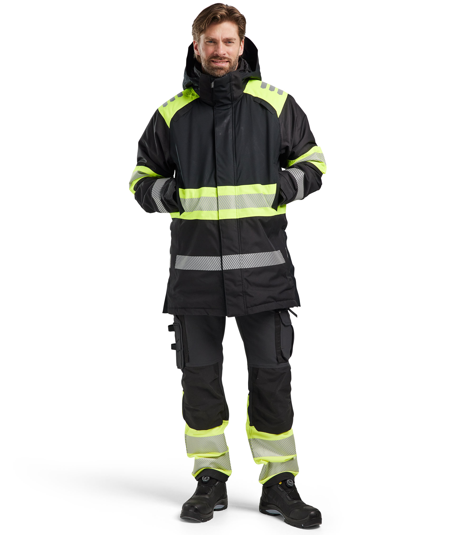 Bl&aring;kl&auml;der vinter parkas, Svart/Varselgul