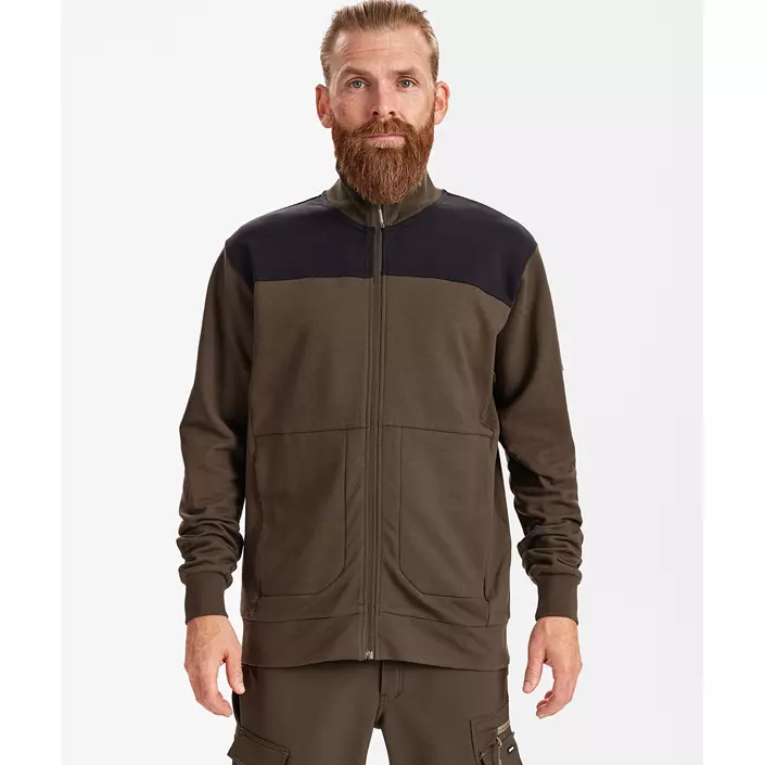 Engel Entire sweat cardigan, Forest Green/Black, large image number 1