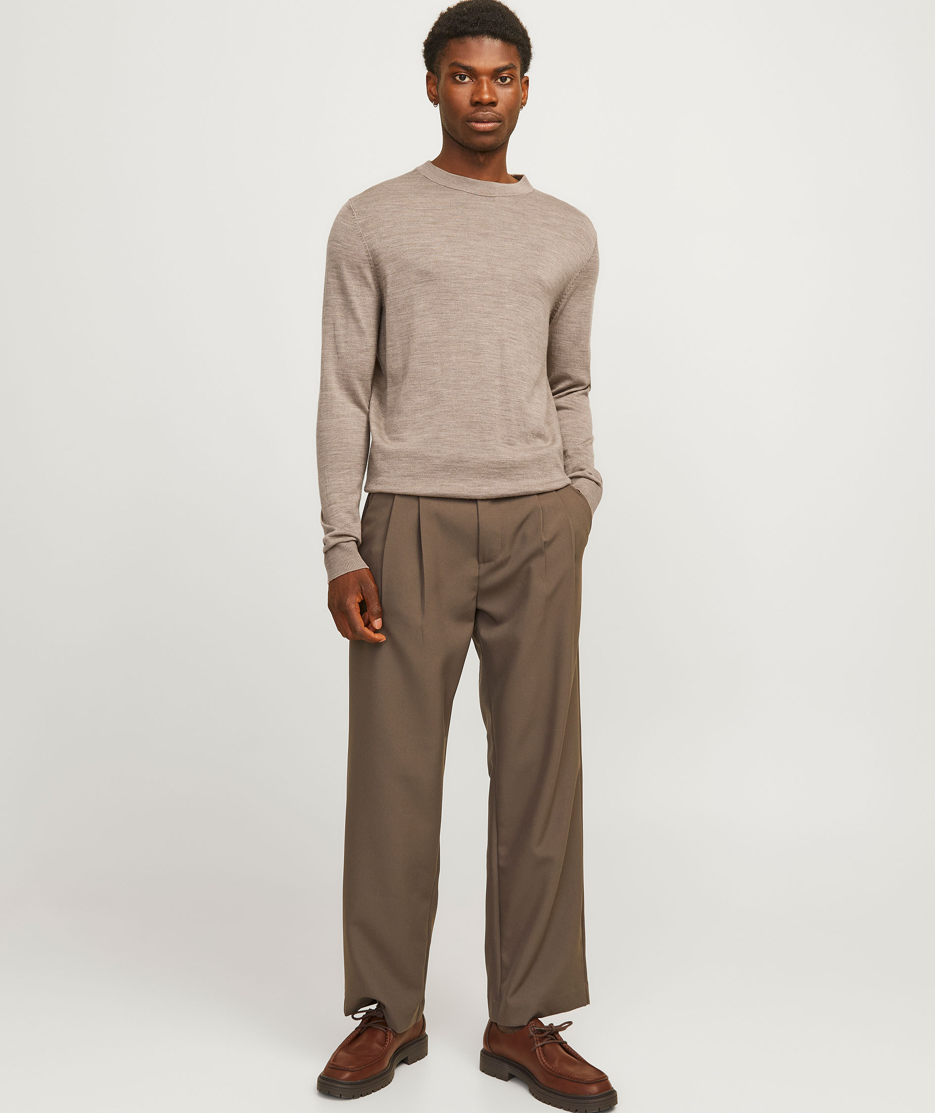 Jack & Jones Premium JPRCCMERINO stickad tr&ouml;ja med merinoull, Greige Melange, large image number 6