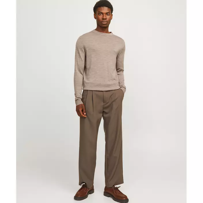 Jack & Jones Premium JPRCCMERINO stickad tröja med merinoull, Greige Melange, large image number 6