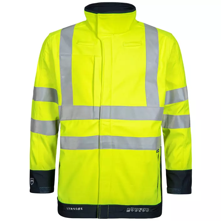 Lyngsøe softshell jacket, Hi-vis yellow/Marine blue, large image number 0
