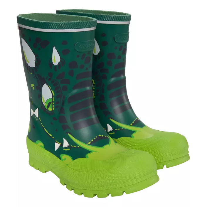 Viking Jolly Print rubber boots for kids, Bottlegreen/multi, large image number 3