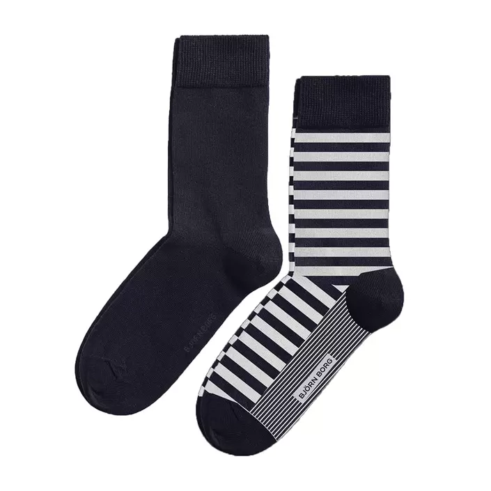 Björn Borg Core 2-pack socks, Navy/Striped, Navy/Striped, large image number 0