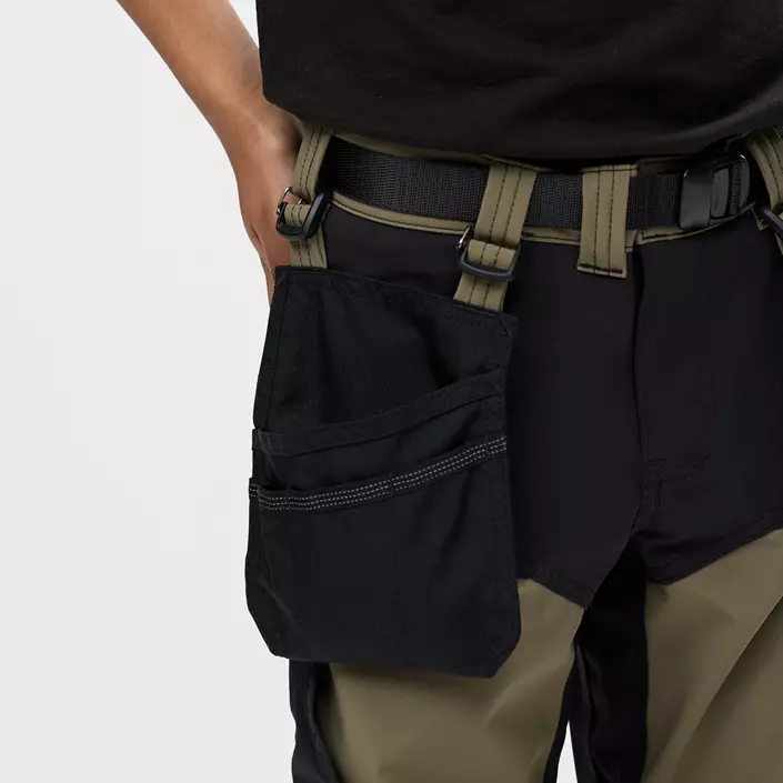 Snickers AllroundWork håndværkerbukser 7575 til børn full stretch, Khaki Green/Black, large image number 7