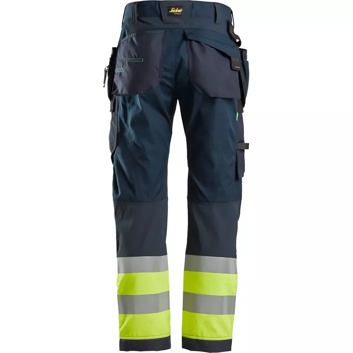 Snickers FlexiWork craftsman trousers 6931, Marine/Hi-Vis yellow, large image number 1