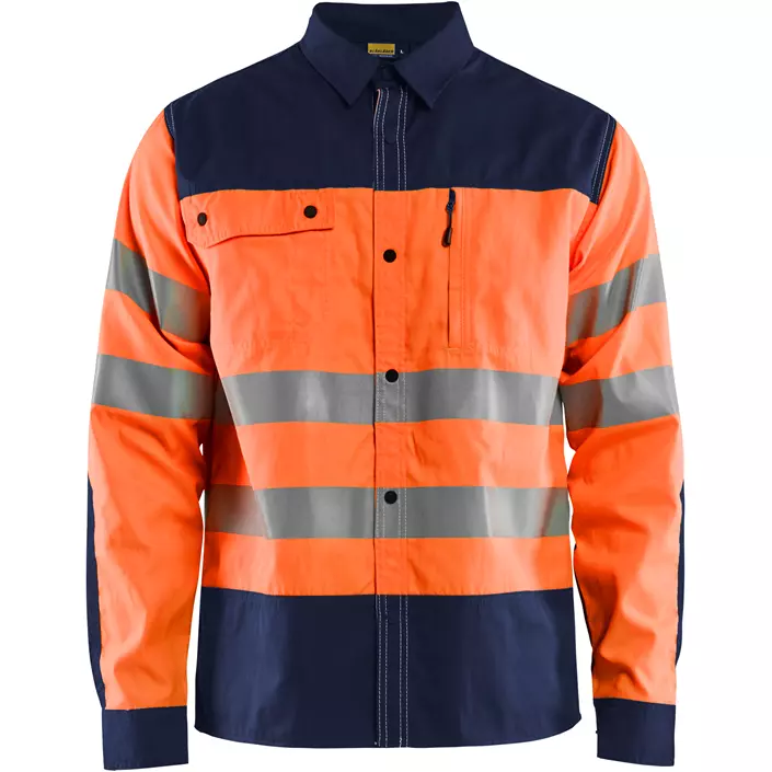 Blåkläder arbejdsskjorte, Hi-Vis Orange/Marine, large image number 0