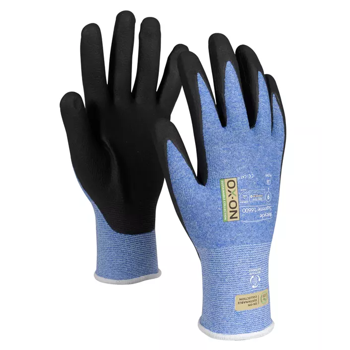 OX-ON Recycle Supreme 16600 work gloves, Blue/Black, large image number 0