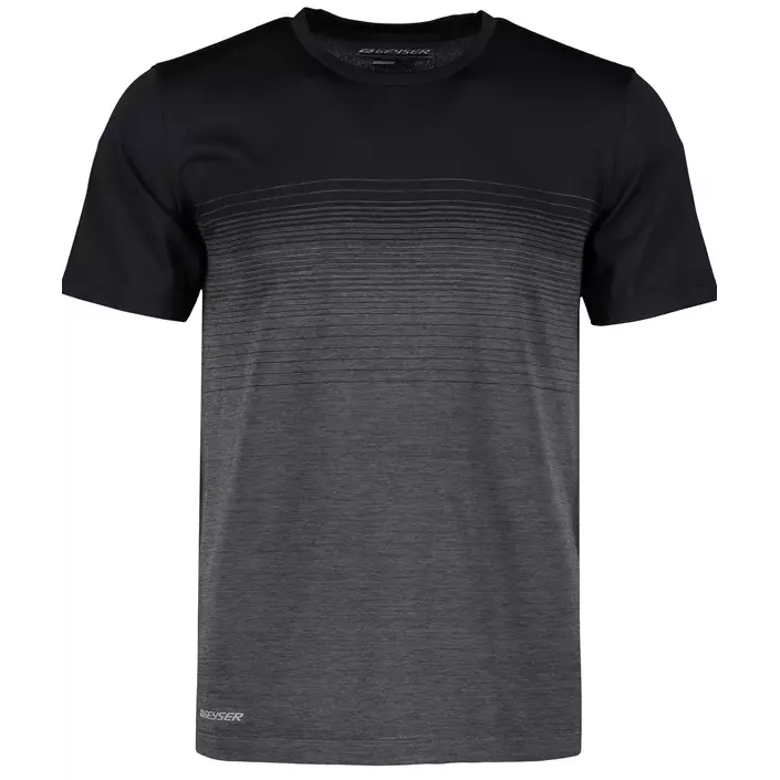 GEYSER seamless stribet T-shirt, Sort, large image number 0