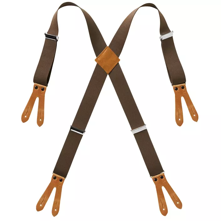 Segers adjustable braces with leather for apron, Brown, large image number 0