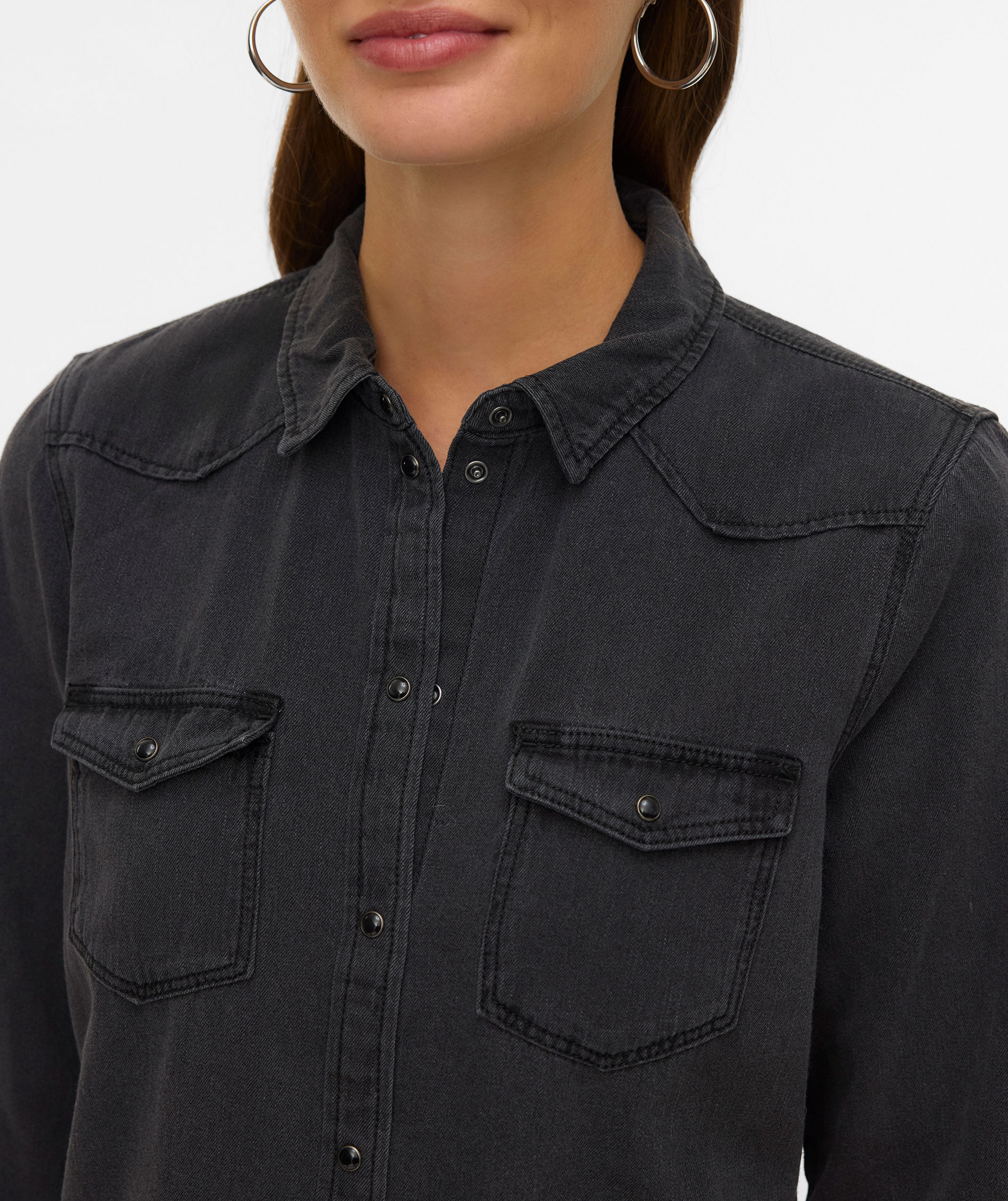 Vero Moda VMMARIA women's denim shirt, Black Denim, large image number 4