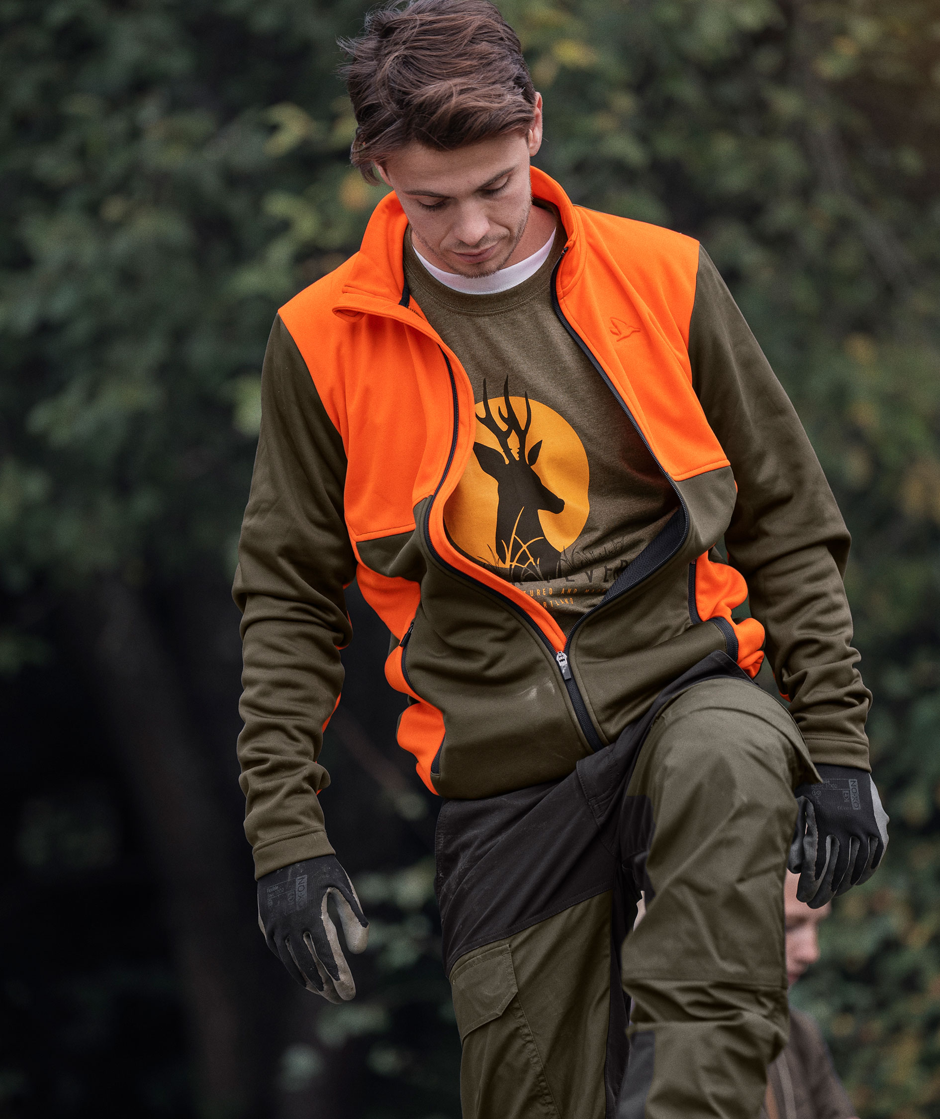 Seeland Elliot fleecejacka, Pine Green/Hi-Vis Orange, large image number 4