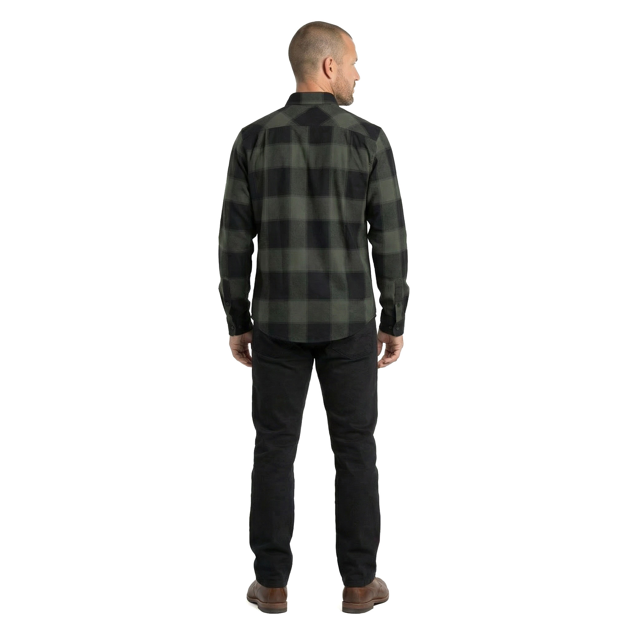 Westborn light flannelskjorte, Olive/Black, large image number 2