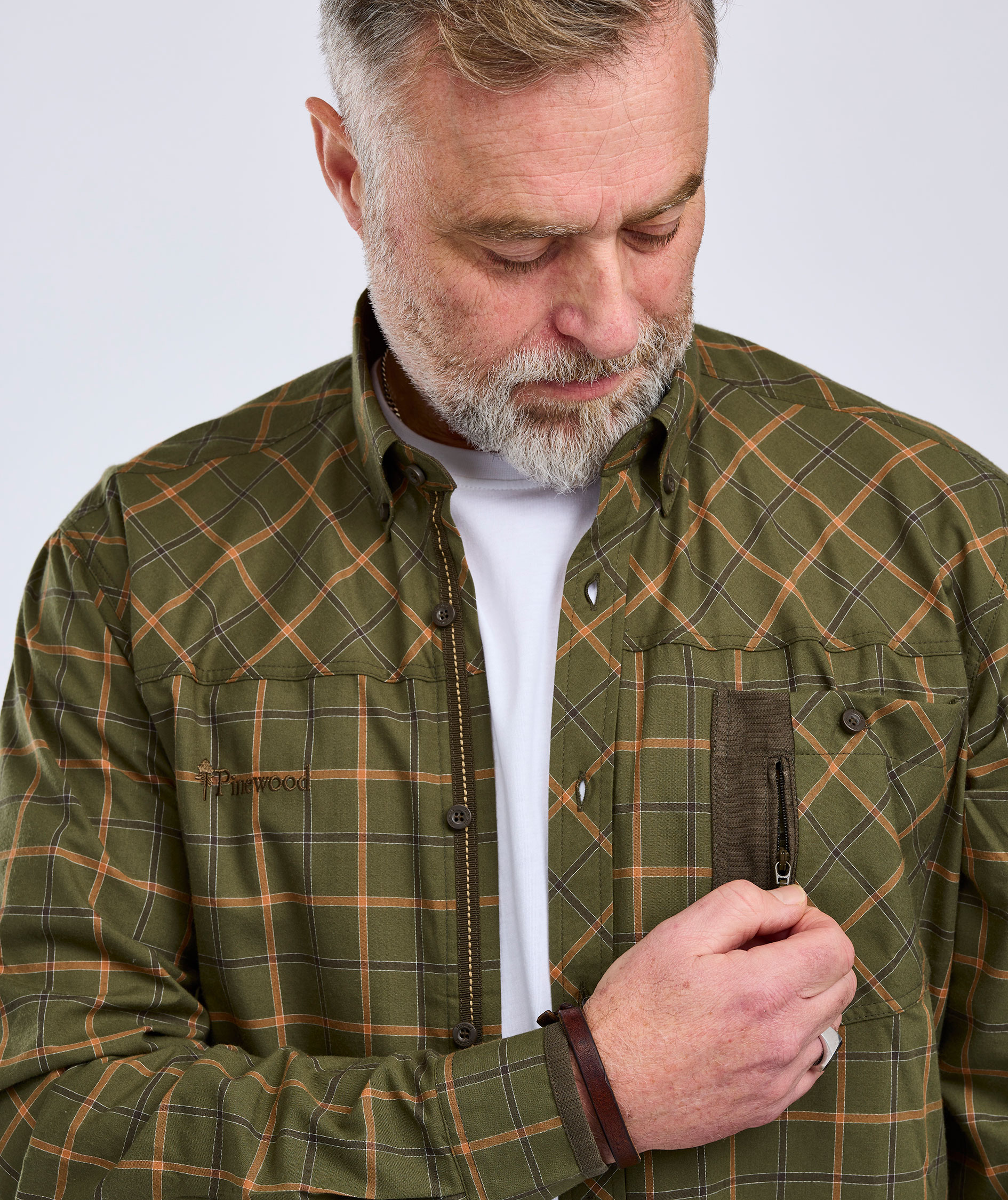 Pinewood Wolf skjorte, Green/Terracotta, large image number 11