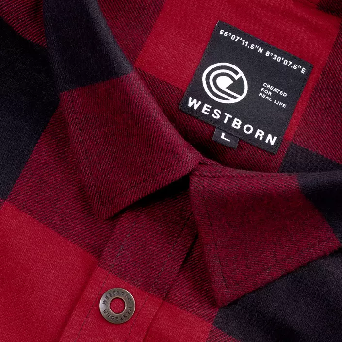 Westborn flannel shirt, Dark Red/Black, large image number 5
