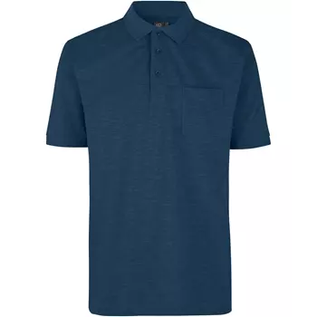 ID PRO Wear Polo T-shirt med brystlomme, Blå Melange