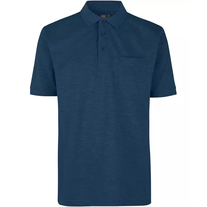 ID PRO Wear Polo T-shirt med brystlomme, Blå Melange, large image number 0