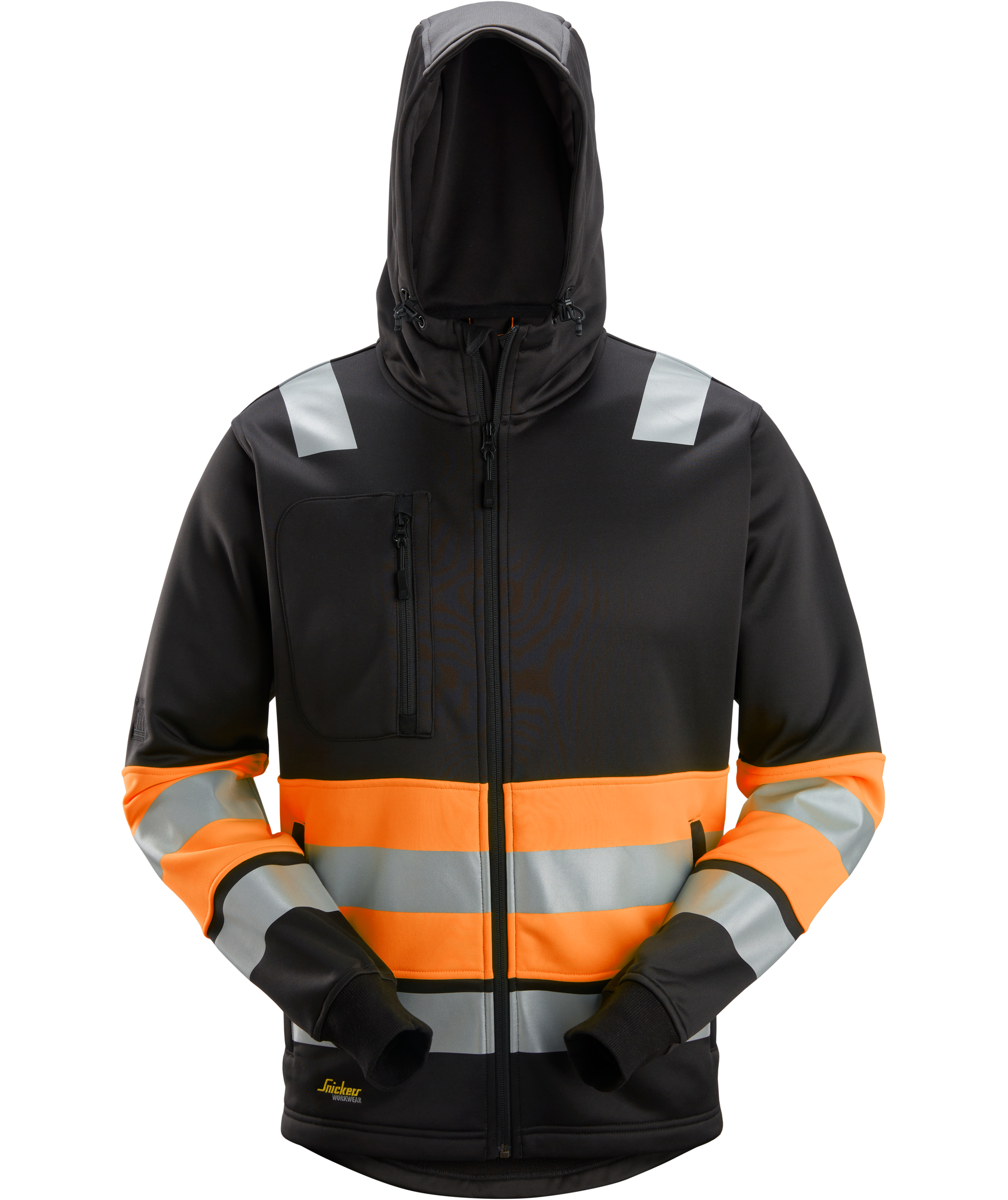 Snickers hoodie 8038, Svart/Hi-vis Orange