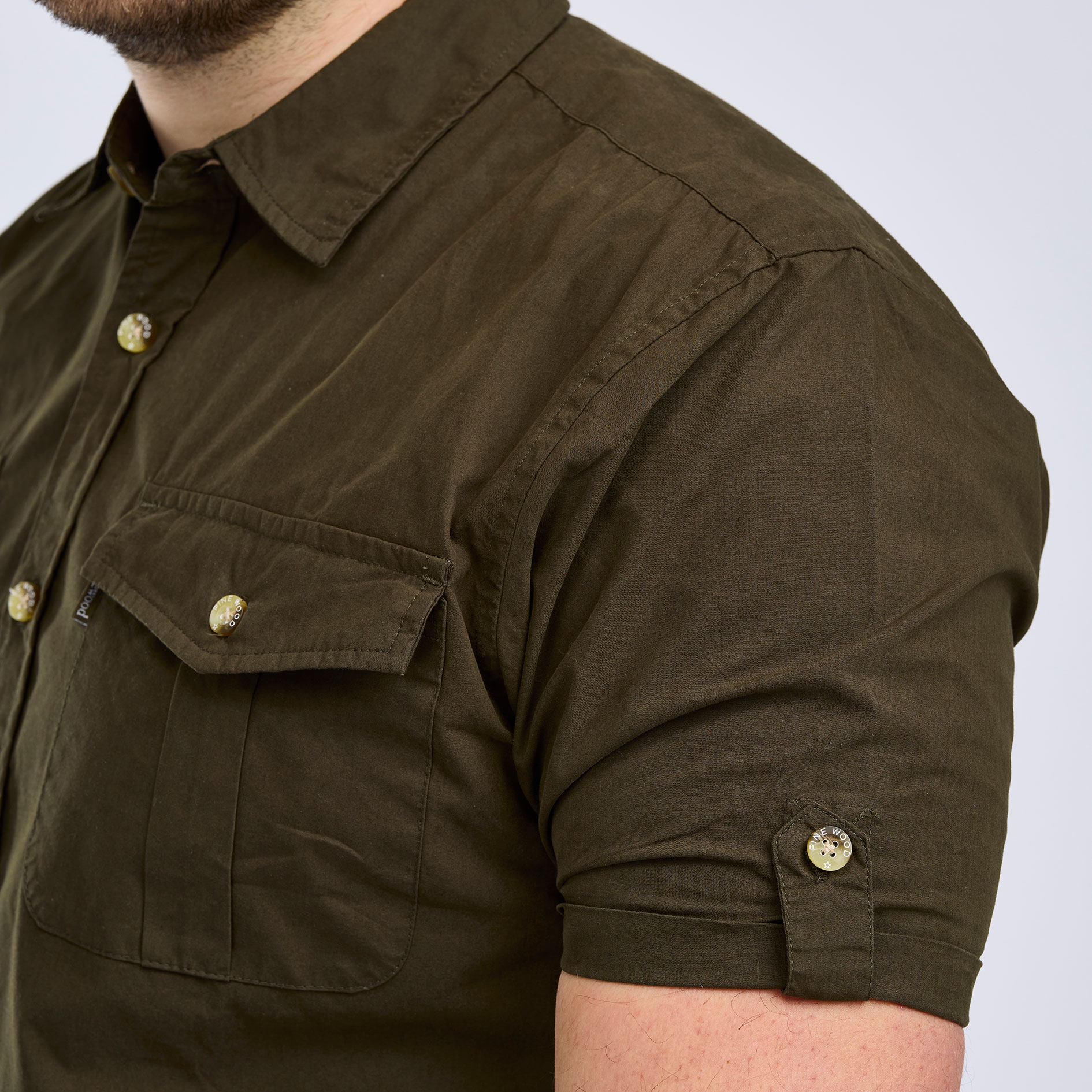 Pinewood Safari kort&aelig;rmet skjorte, Moss green, large image number 6