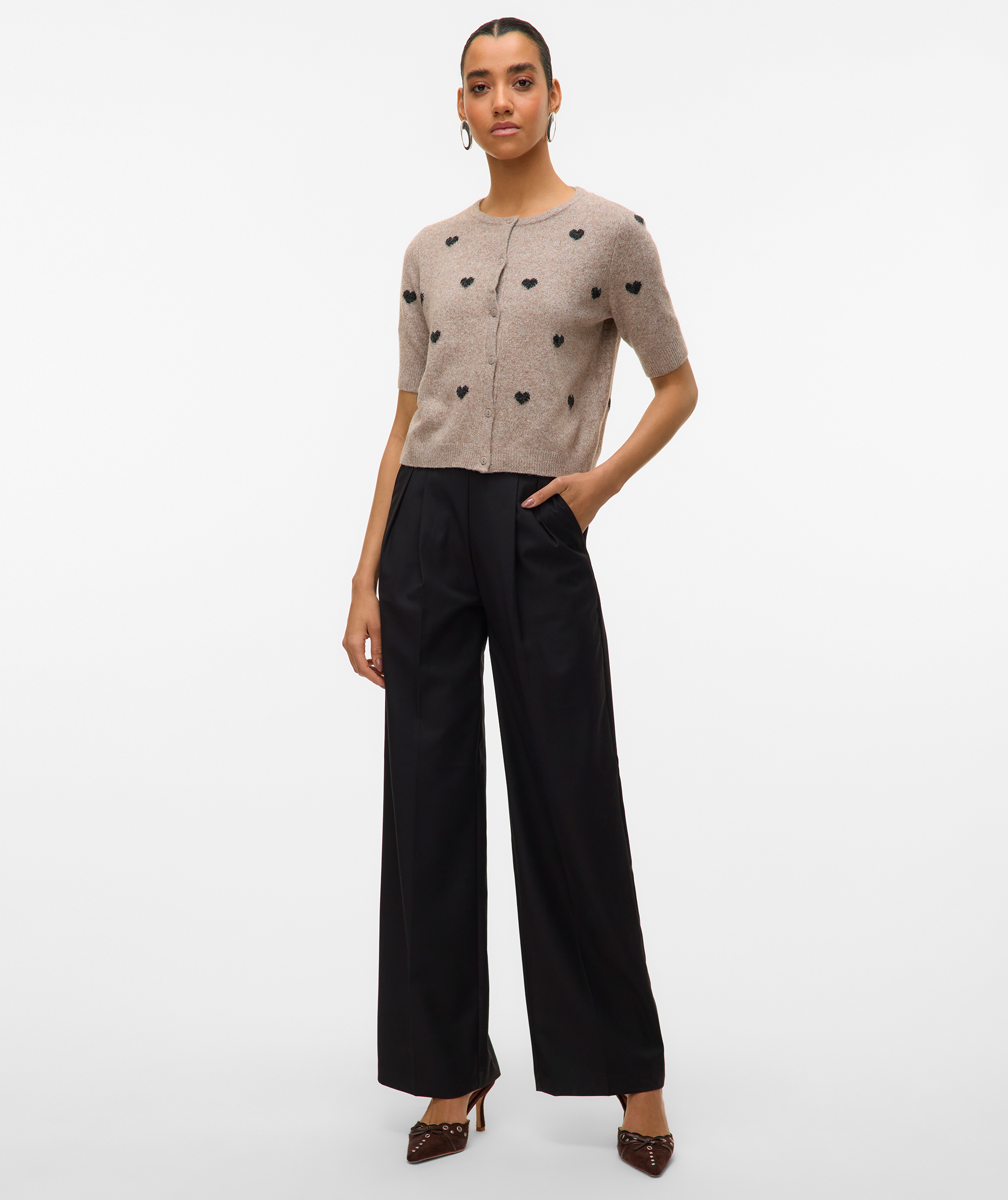 Vero Moda VMDOFFY INTARSIA kurz&auml;rmlige Damen Strickpullover, Moon Rock Melange, large image number 5