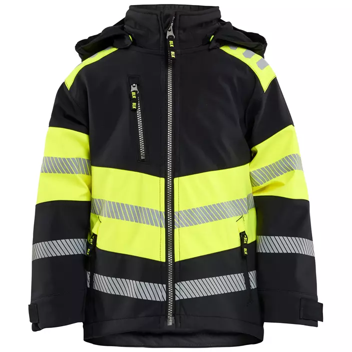 Blåkläder softshelljacka till barn full stretch, Svart/Varselgul, large image number 0