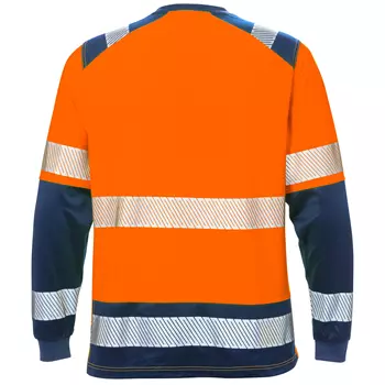 Fristads langermet T-skjorte 7457, Hi-vis Oransje/Marineblå