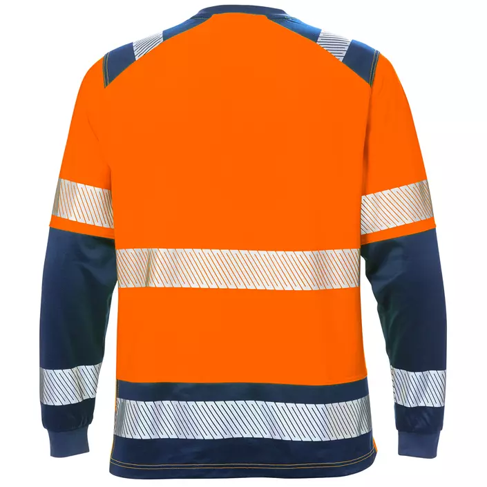 Fristads langermet T-skjorte 7457, Hi-vis Oransje/Marineblå, large image number 1