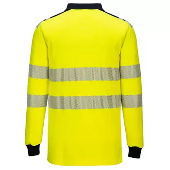 Portwest WX3 FR long-sleeved polo shirt, Hi-Vis yellow/marine