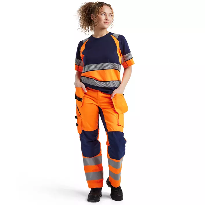 Blåkläder dame håndværkerbukser, Hi-Vis Orange/Marine, large image number 1