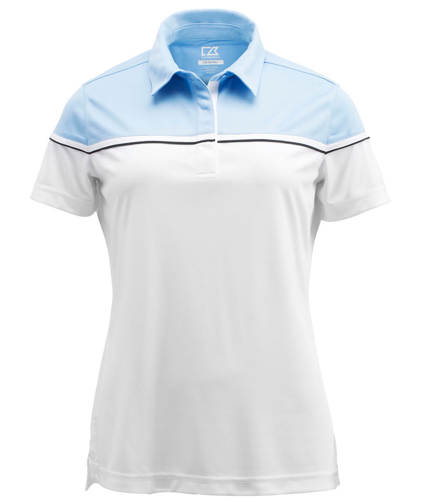 Cutter & Buck Sunset women's polo shirt, White/Light Blue