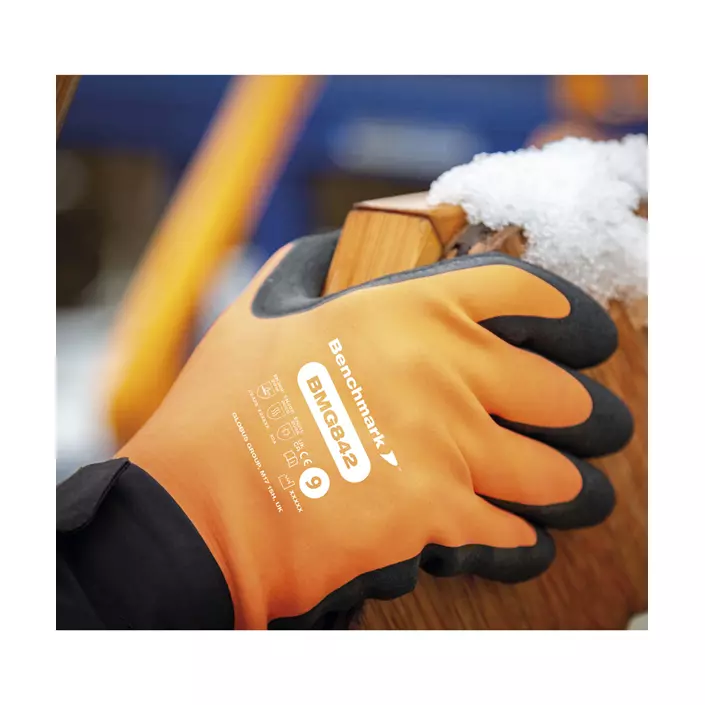 Benchmark BMG842 winter work gloves, Green/Orange/Black, large image number 1