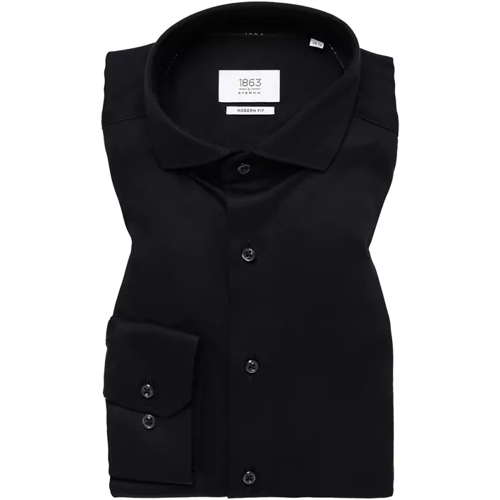 Eterna Soft Tailoring Jersey Modern fit skjorte, Black, large image number 4