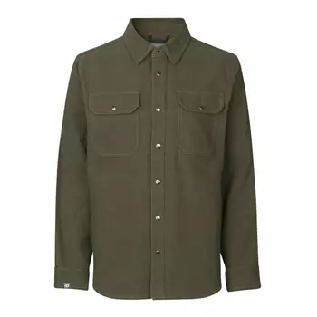 ID Modern fit langærmet flannelsskjorte, Oliven