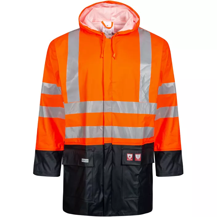 Lyngsøe Multinorm PU regnjacka, Varsel Orange/Navy, large image number 0