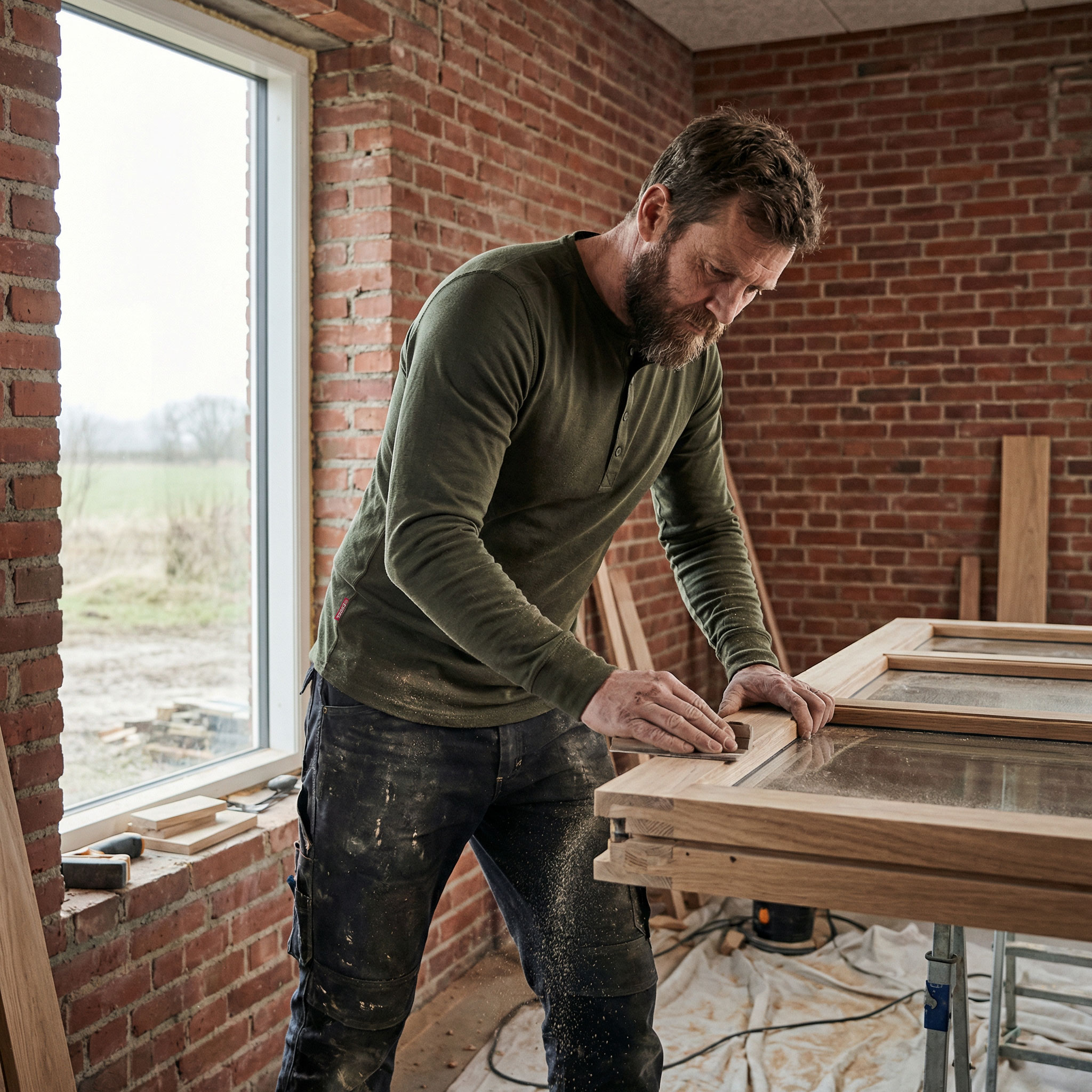 Engel Extend langermet Grandad T-skjorte, Forest green