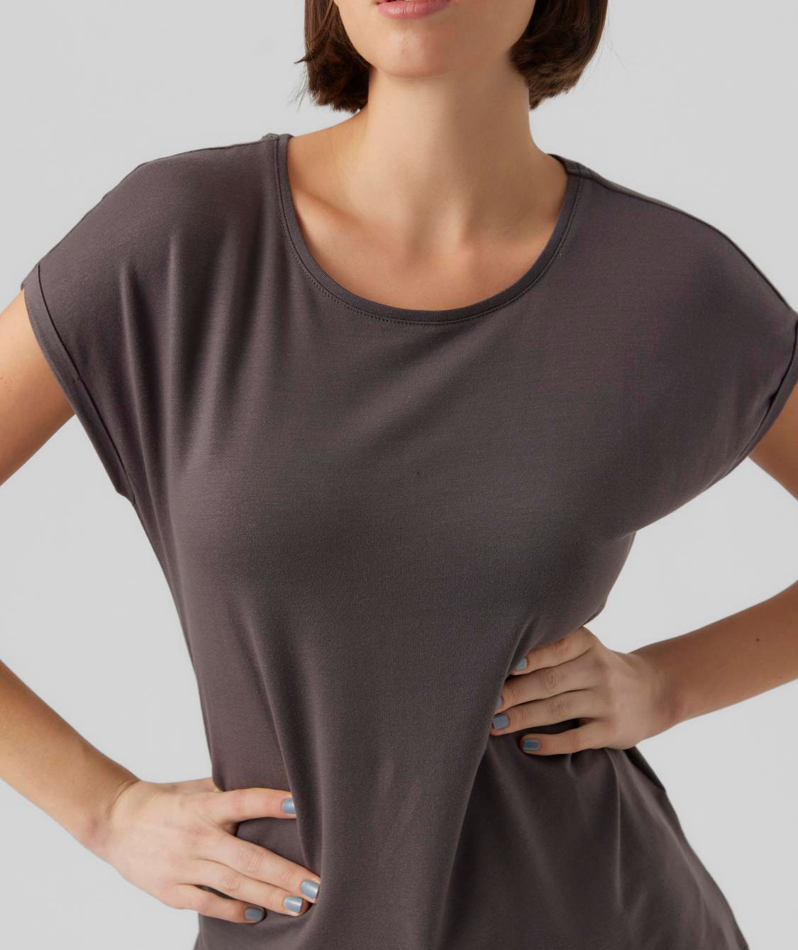 Vero Moda VMAVA PLAIN women's T-shirt, Asphalt, large image number 3