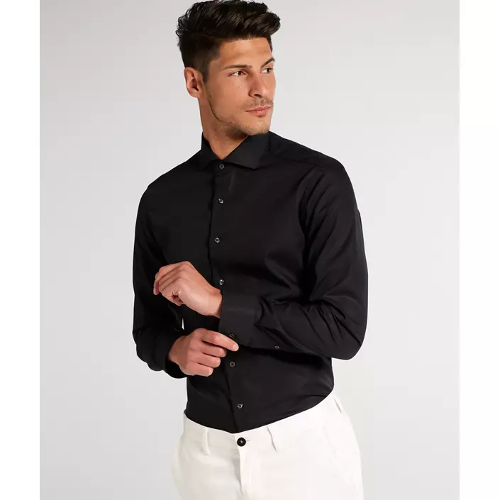 Eterna Uni Slim fit Poplin skjorta, Black, large image number 1