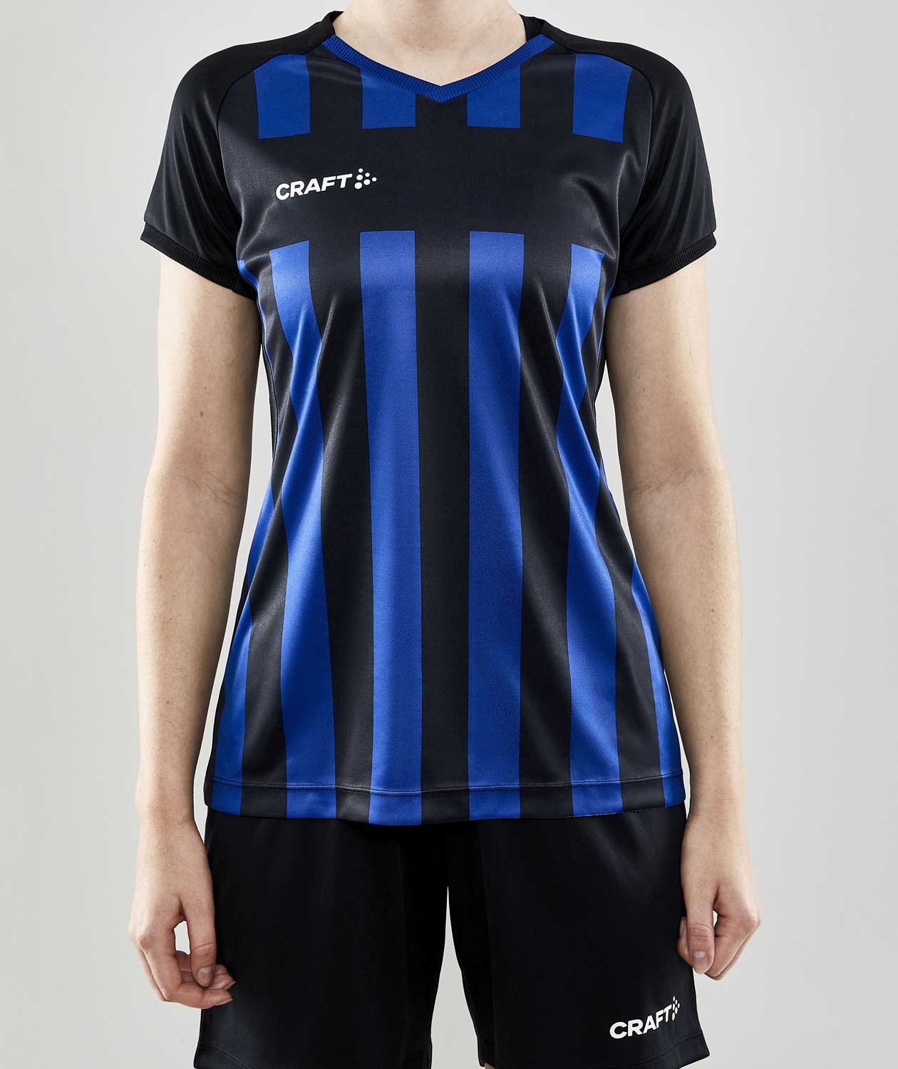 Craft Progress 2.0 Stripe Jersey Damen T-Shirt, Schwarz/Club Cobolt