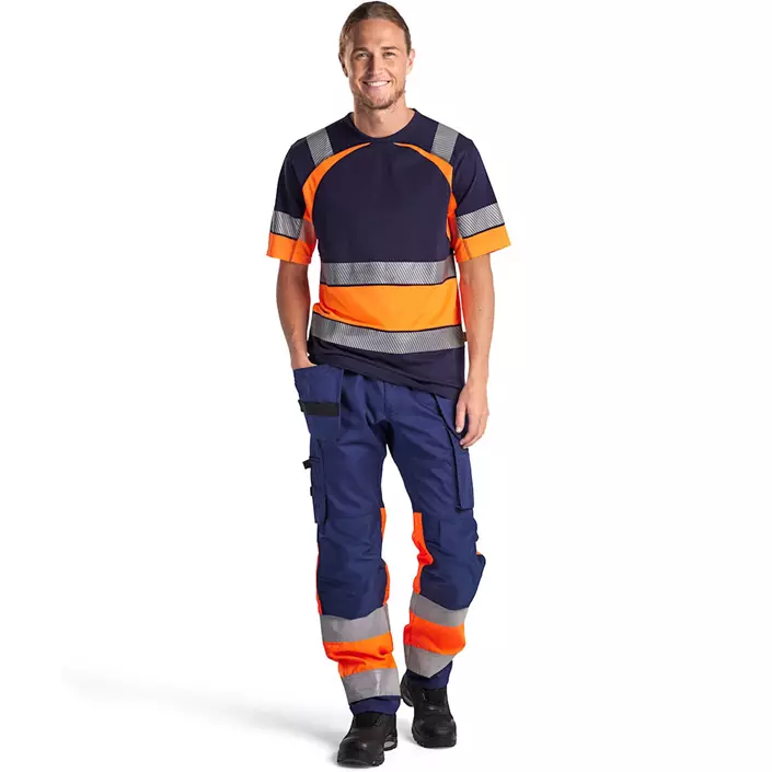 Blåkläder håndverksbukse, Middels grå/Hi-Vis Oransje, large image number 1