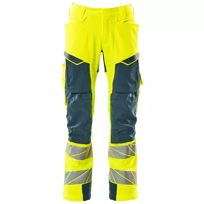 Mascot Accelerate Safe arbejdsbukser full stretch, Hi-Vis Gul/Mørk Petroleum, large image number 0