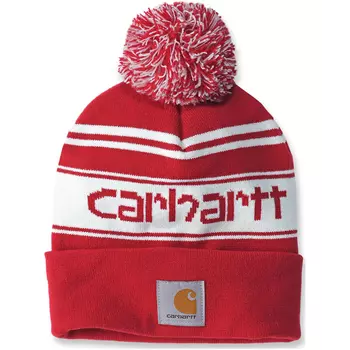 Carhartt Logo Beanie, Red Winther White Marl