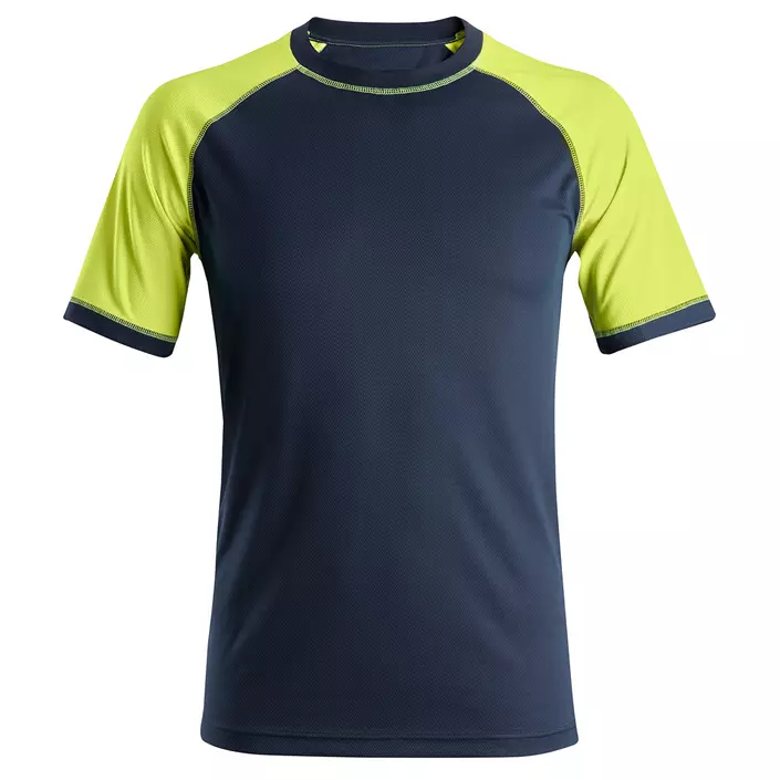 Snickers AllroundWork Neon T-skjorte 2505, Navy/Neon Gul, large image number 0