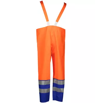 Abeko Atec rain bib and brace trousers, Hi-Vis Orange/Royal Blue