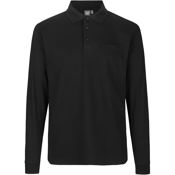 ID PRO Wear Polo shirt with long sleeves, Black, large image number 0