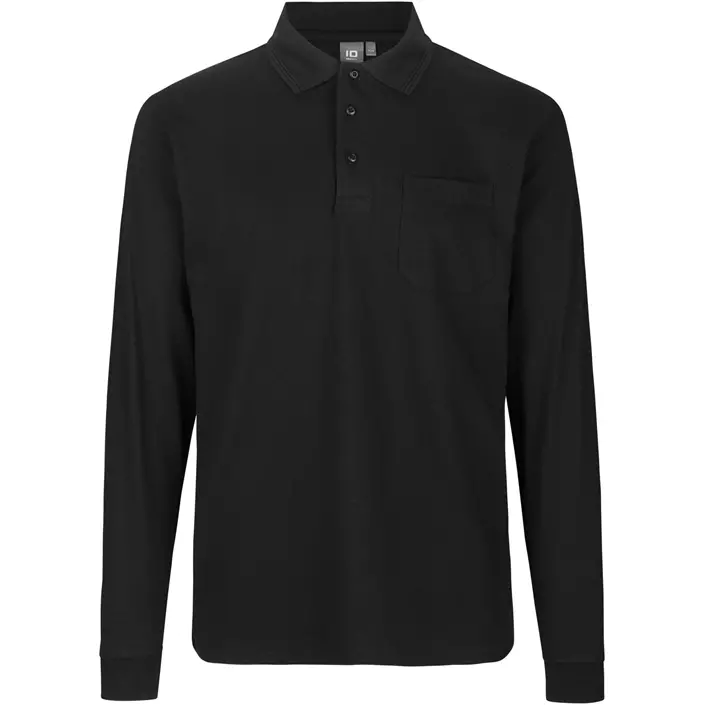 ID PRO Wear langermet Polo T-skjorte, Svart, large image number 0