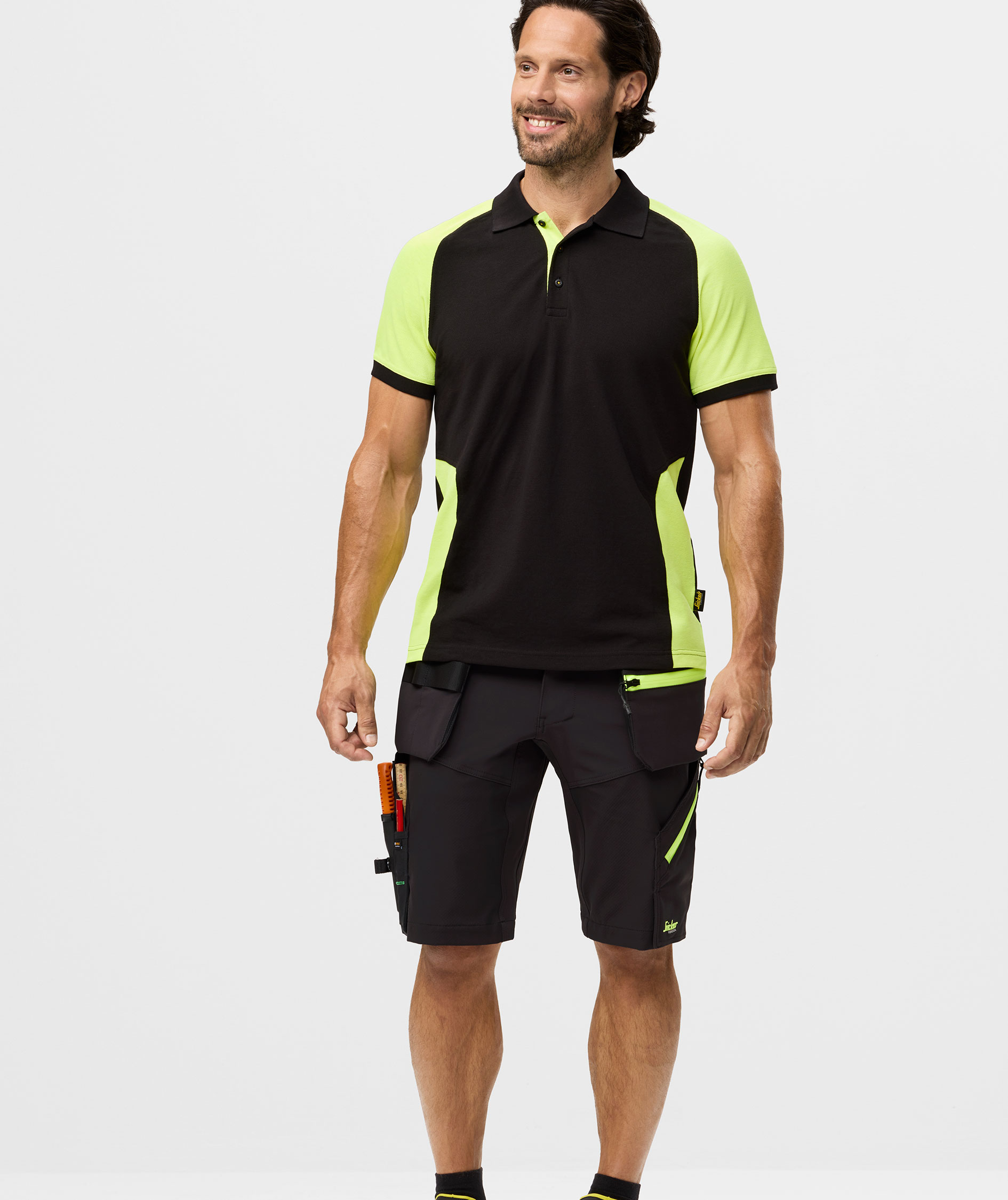 Snickers polo shirt 2750, Black/Neon Yellow