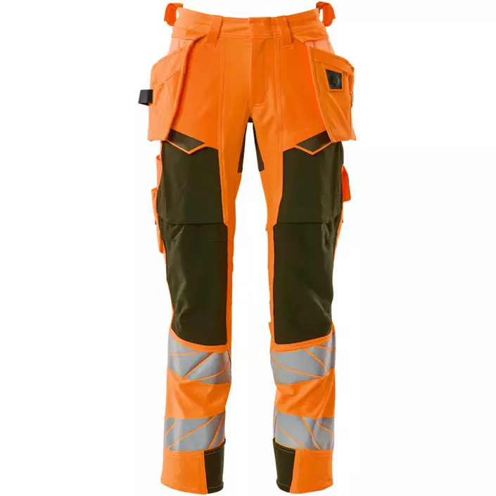 Mascot Accelerate Safe hantverksbyxa Full stretch, Varsel Orange/Mossgrön, large image number 0
