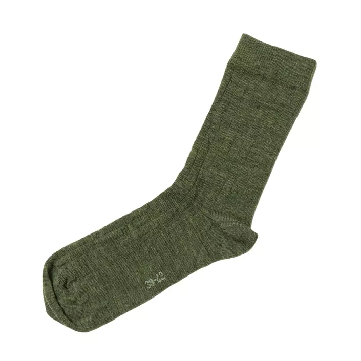 Joha strømper med uld, Mossgreen melange, large image number 0