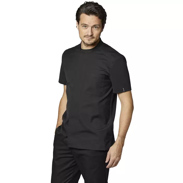 Kentaur short-sleeved unisex pique chefs-/service shirt, Black, large image number 1