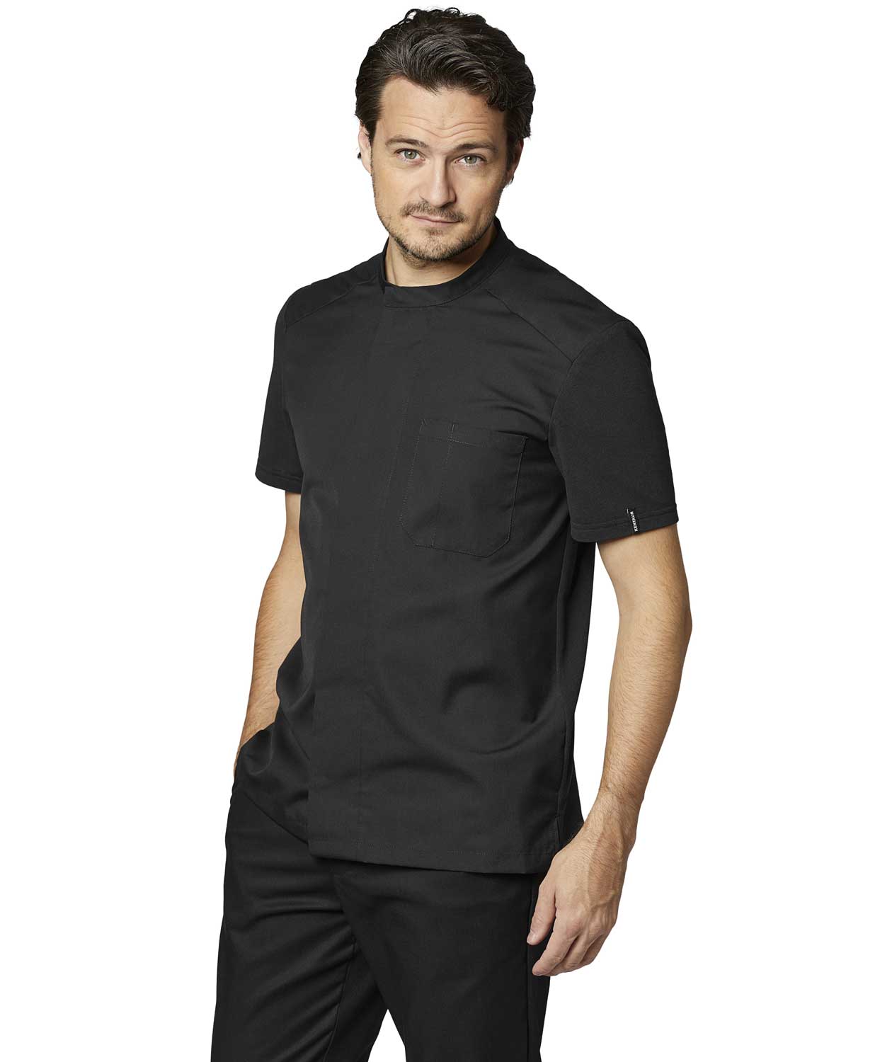 Kentaur modern fit kort&auml;rmad pique kock-/service skjorta, Svart, large image number 1