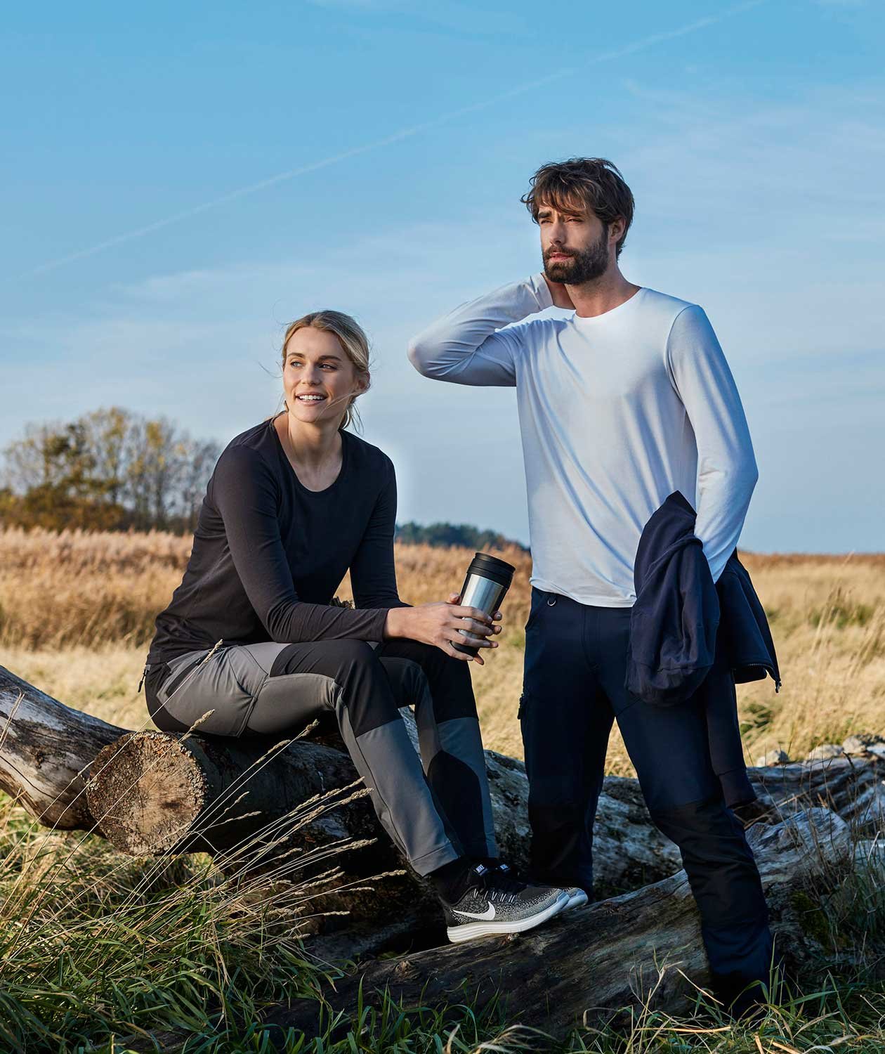 South West Leo ekologisk l&aring;ng&auml;rmad T-shirt, Vit, large image number 1